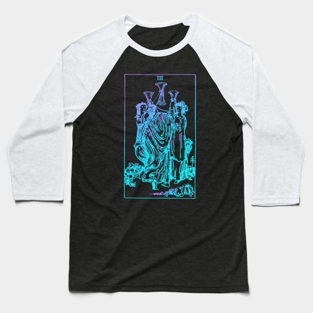 3 of Cups Tarot Card Witchy Baseball T-Shirt by srojas26